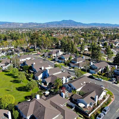 Aerial view of Irvine, California showcasing the service area for Dishwasher Repair in Irvine by ProStar Appliance Service