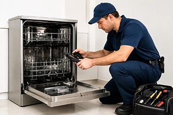 Technician performs appliance repair Tustin